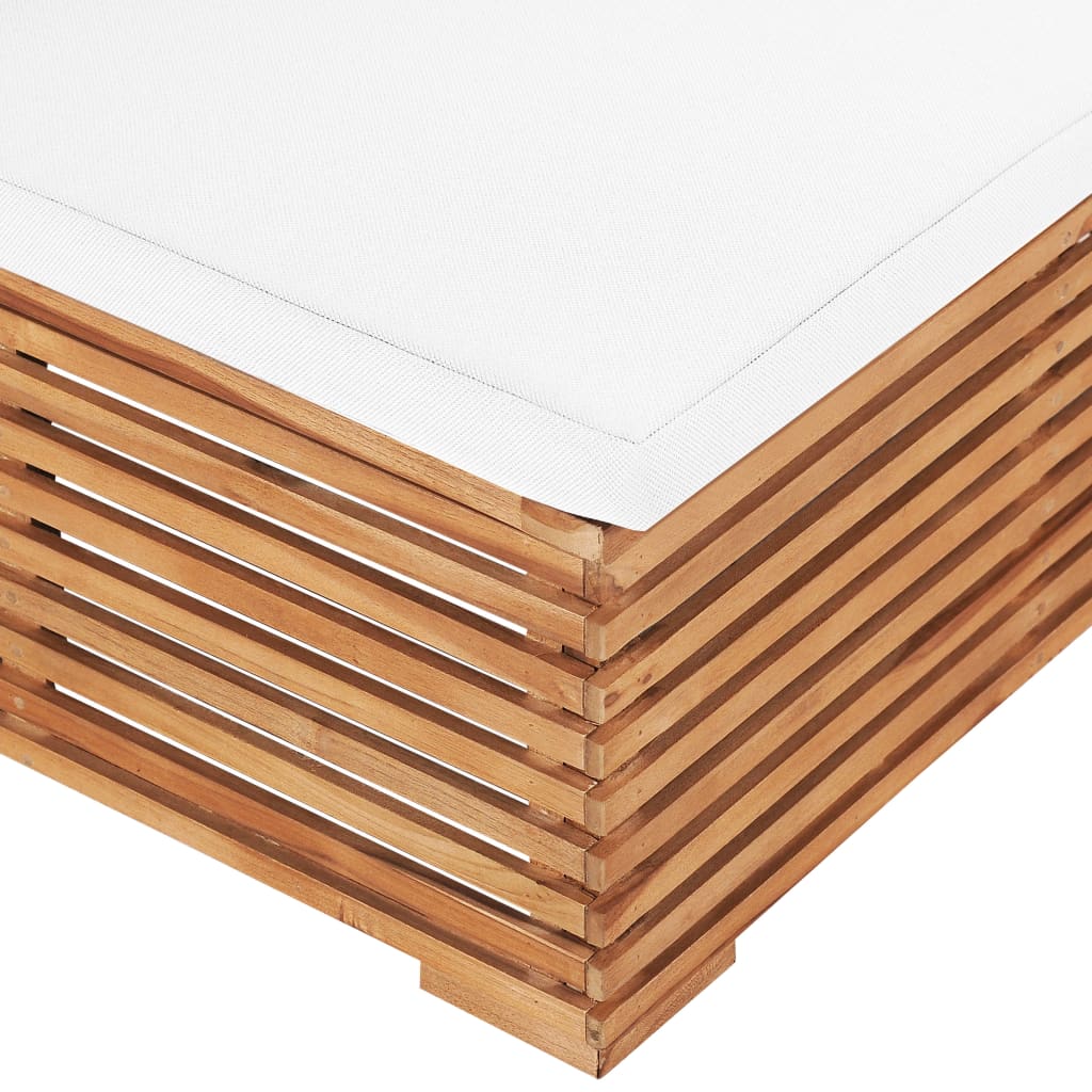 Garten-Mittelsofa mit Cremeweißer Auflage Massivholz Teak