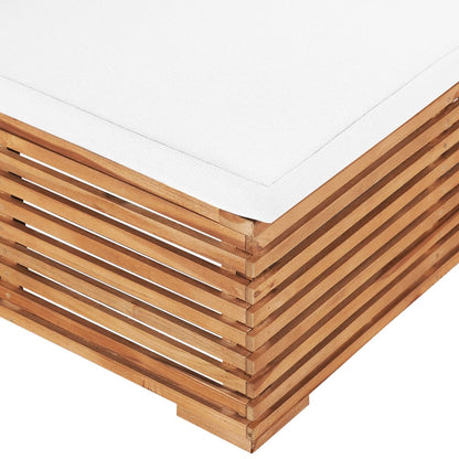 Garten-Mittelsofa mit Cremeweißer Auflage Massivholz Teak