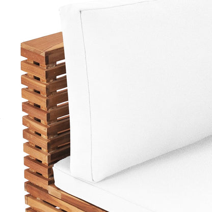 Garten-Mittelsofa mit Cremeweißer Auflage Massivholz Teak