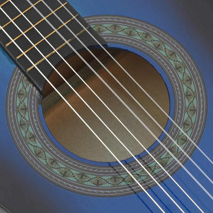 8-tlg. Klassische Gitarre Set für Anfänger Blau 1/2 34"