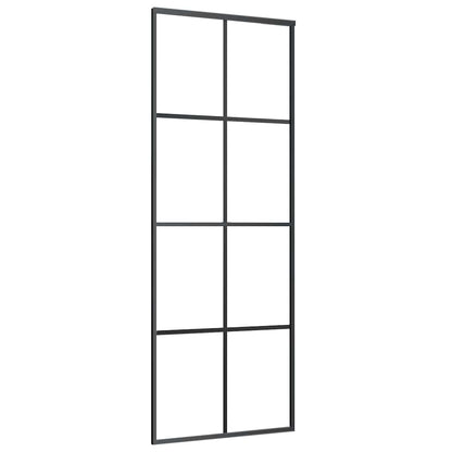 Schiebetür Aluminium und ESG Glas 76x205 cm Schwarz
