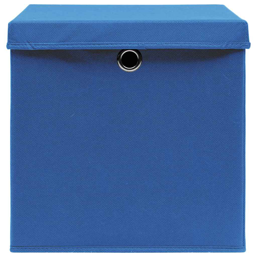 Aufbewahrungsboxen mit Deckeln 4 Stk. Blau 32x32x32 cm Stoff