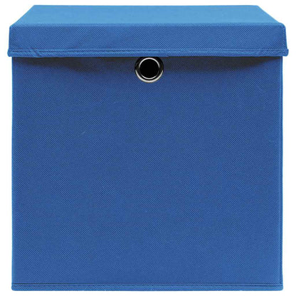 Aufbewahrungsboxen mit Deckeln 4 Stk. Blau 32x32x32 cm Stoff