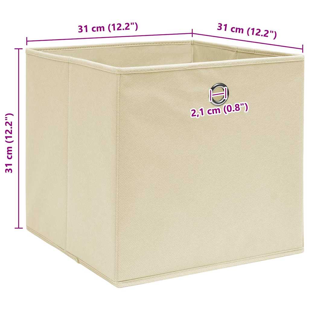 Aufbewahrungsboxen 10 Stk. Creme 32x32x32 cm Stoff