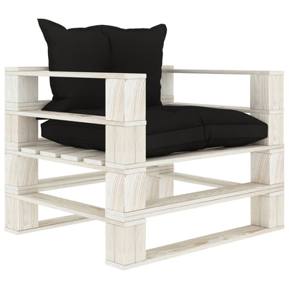 Garten-Palettensofa mit Kissen in Schwarz Holz