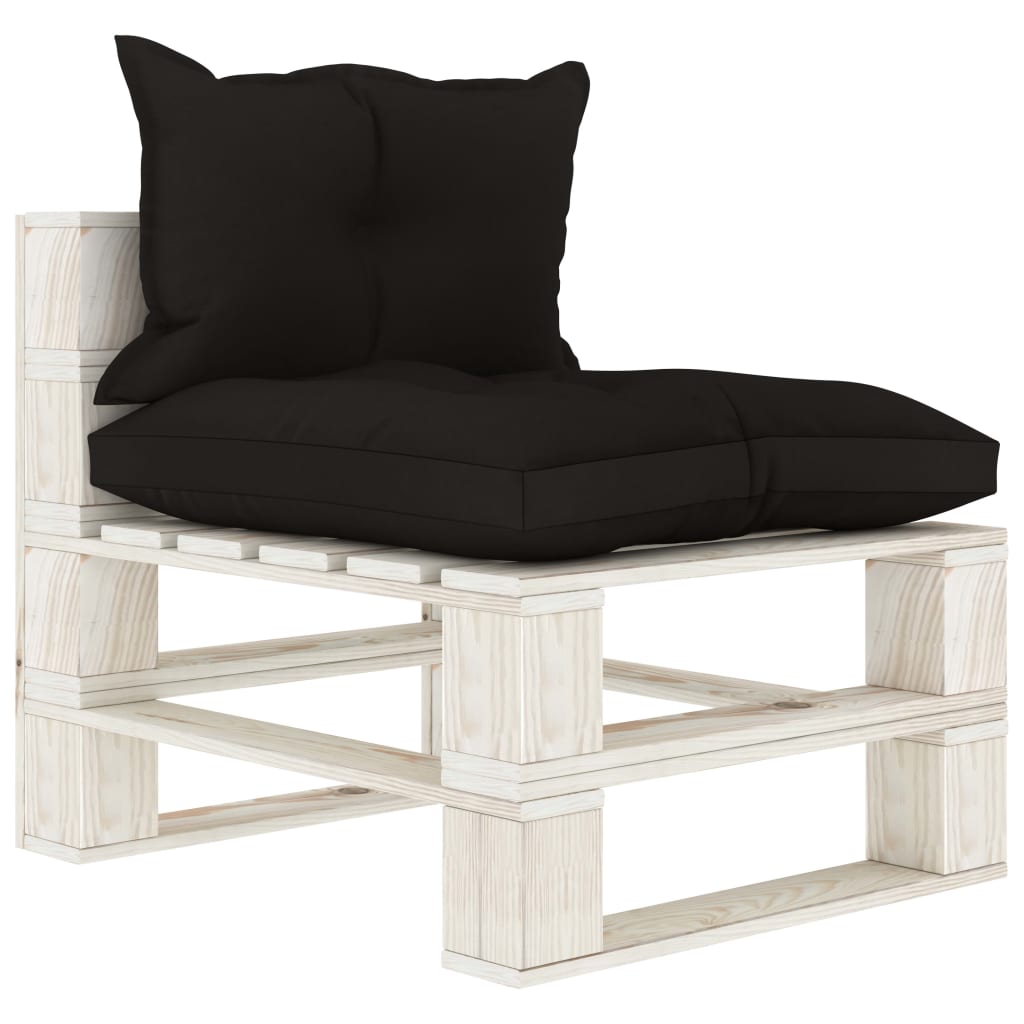 Garten-Paletten-Mittelsofa mit Kissen in Schwarz Holz
