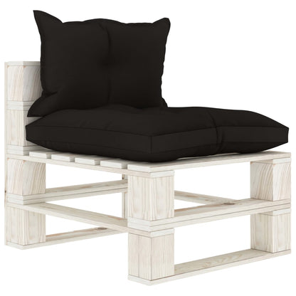 Garten-Paletten-Mittelsofa mit Kissen in Schwarz Holz