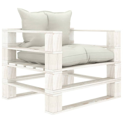 Garten-Palettensofa mit Kissen in Beige Holz