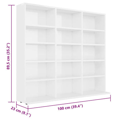 CD-Regal Hochglanz-Weiß 100x23x89,5 cm Holzwerkstoff