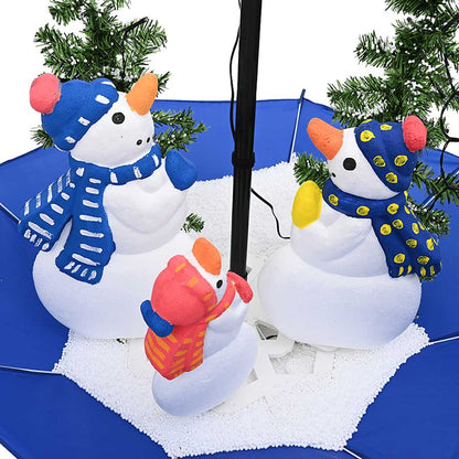 Weihnachtsbaum mit Schnee und Schirm-Fuß Blau 75 cm PVC