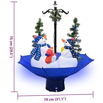 Weihnachtsbaum mit Schnee und Schirm-Fuß Blau 75 cm PVC