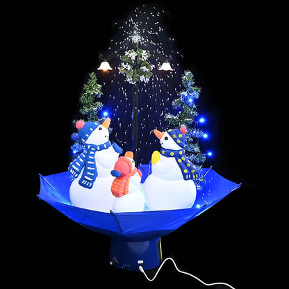 Weihnachtsbaum mit Schnee und Schirm-Fuß Blau 75 cm PVC