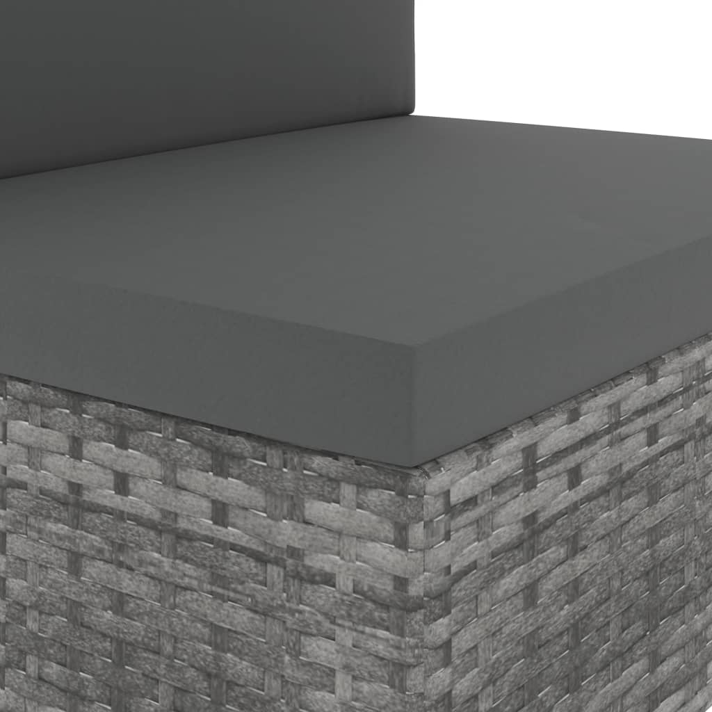 6-tlg. Garten-Lounge-Set Poly Rattan Grau