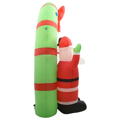 Aufblasbarer Weihnachtsmann und Schneemann Deko Bogen LED 223cm