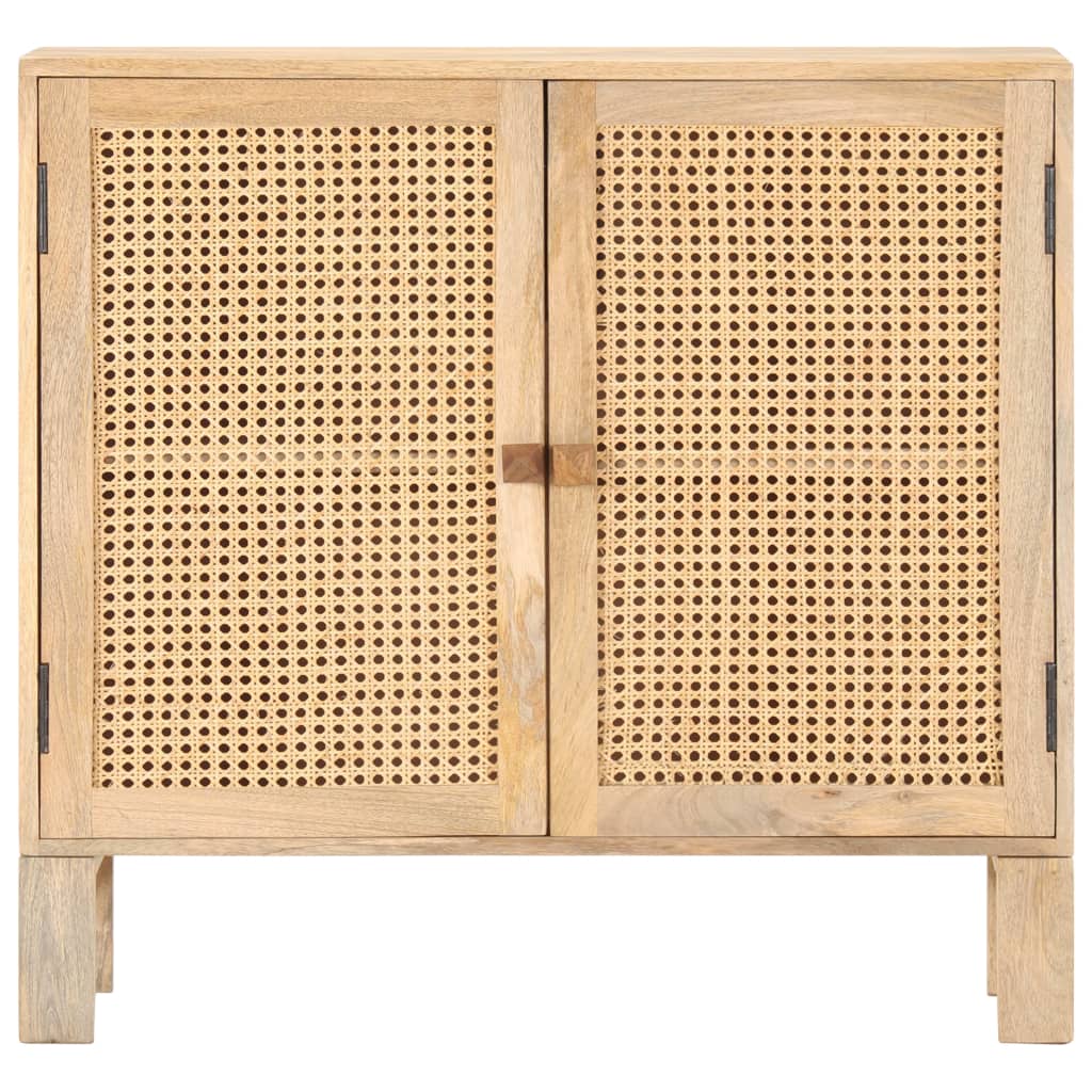 Sideboard 80x30x73 cm Mango Massivholz und Rohrgeflecht