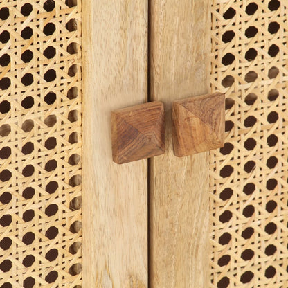 Sideboard 80x30x73 cm Mango Massivholz und Rohrgeflecht