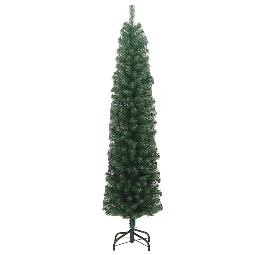 Künstlicher Weihnachtsbaum Schlank mit Ständer Grün 240 cm PVC