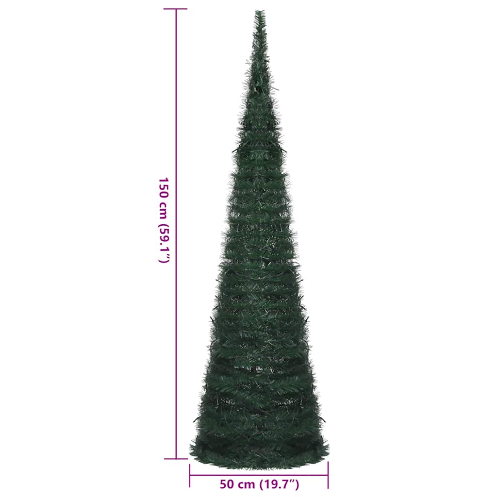 Künstlicher Pop-Up-Weihnachtsbaum mit Beleuchtung Grün 150 cm