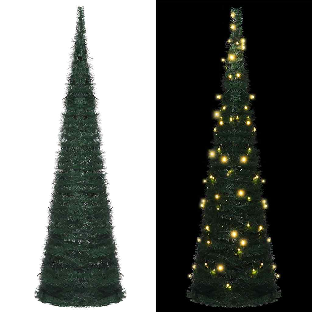 Künstlicher Pop-Up-Weihnachtsbaum mit Beleuchtung Grün 210 cm