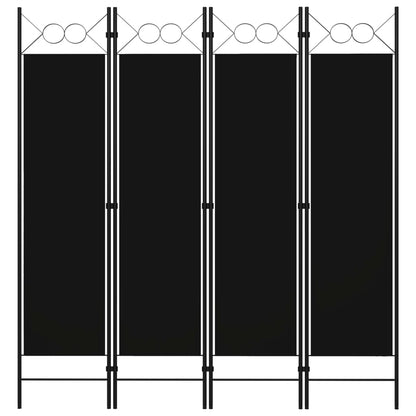 4-tlg. Raumteiler Schwarz 160 x 180 cm