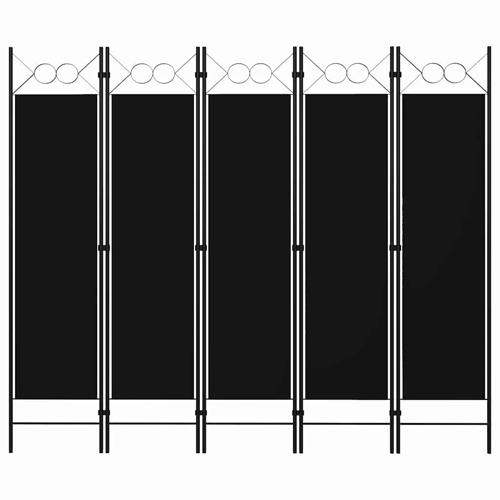 5-tlg. Raumteiler Schwarz 200 x 180 cm