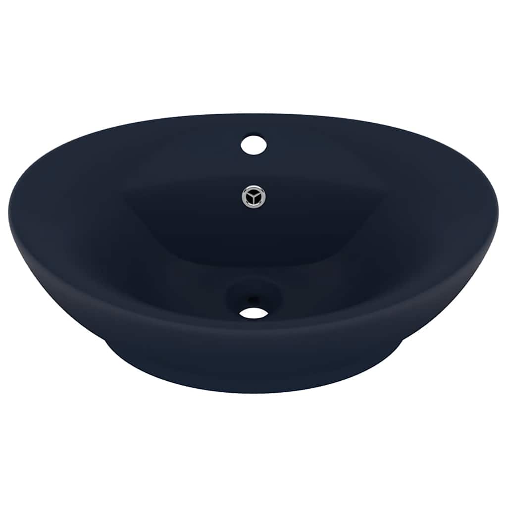 Luxus-Waschbecken Überlauf Matt Dunkelblau 58,5x39cm Keramik