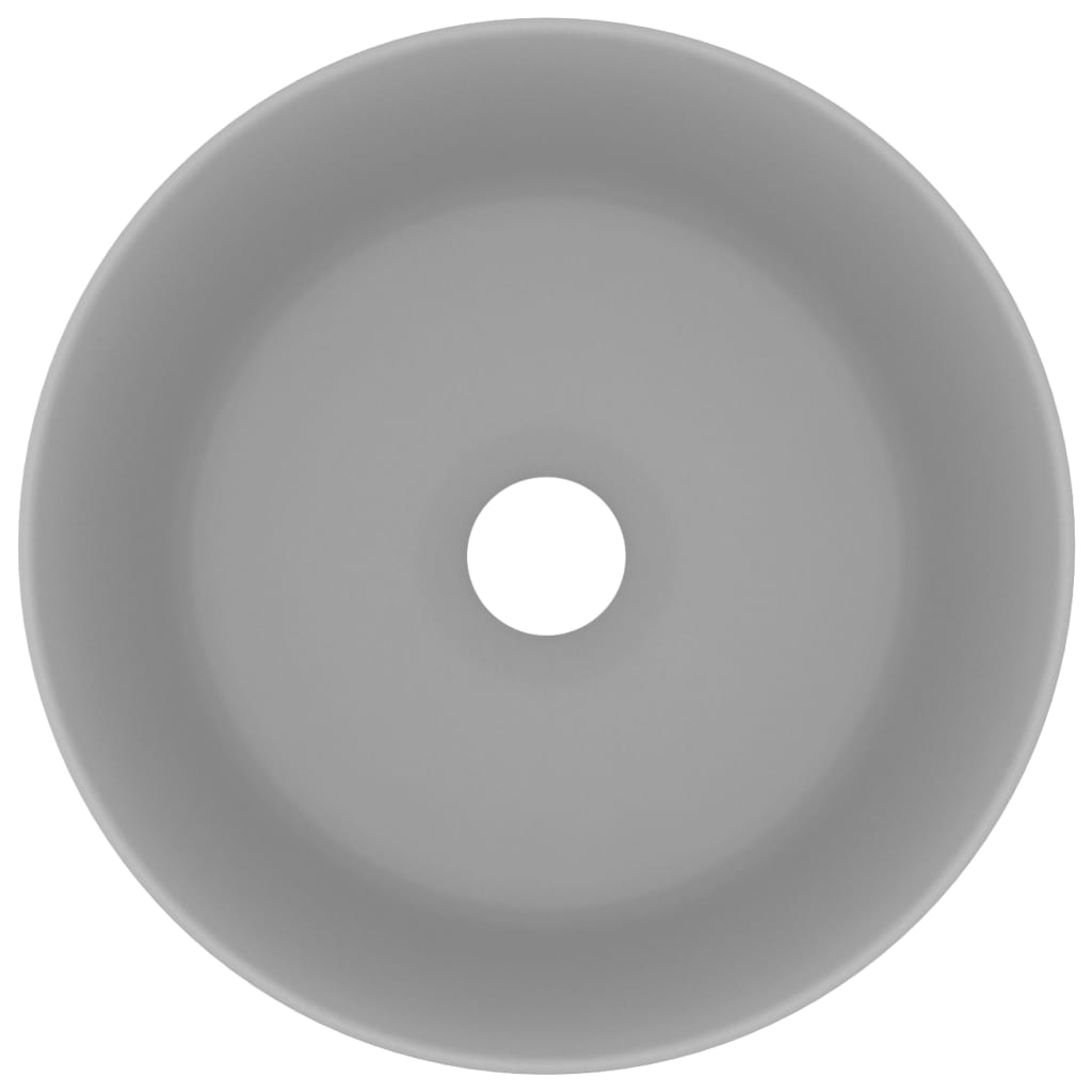 Luxuriöses Waschbecken Rund Matt Hellgrau 40x15 cm Keramik