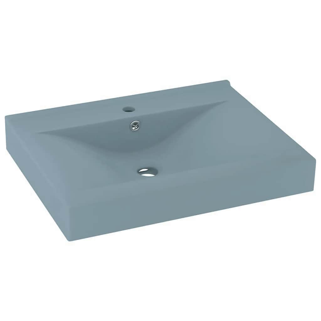 Luxus-Waschbecken mit Hahnloch Matt-Hellblau 60x46 cm Keramik