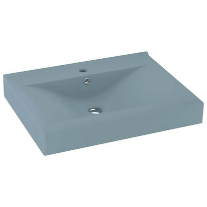 Luxus-Waschbecken mit Hahnloch Matt-Hellblau 60x46 cm Keramik