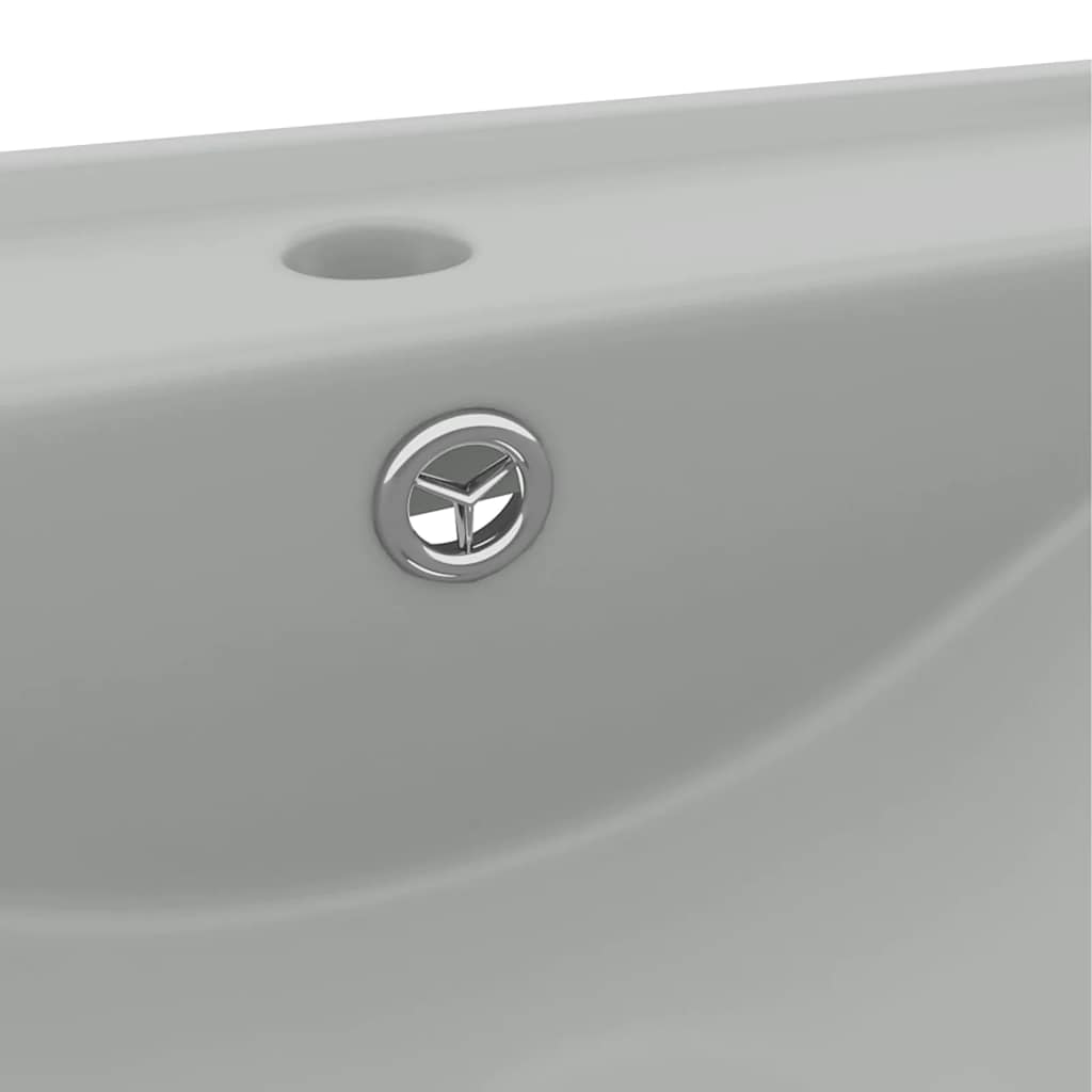 Luxus-Waschbecken mit Hahnloch Matt-Hellgrau 60x46 cm Keramik