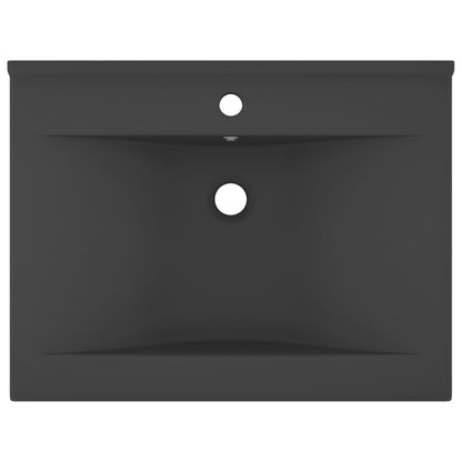 Luxus-Waschbecken mit Hahnloch Matt-Dunkelgrau 60x46 cm Keramik
