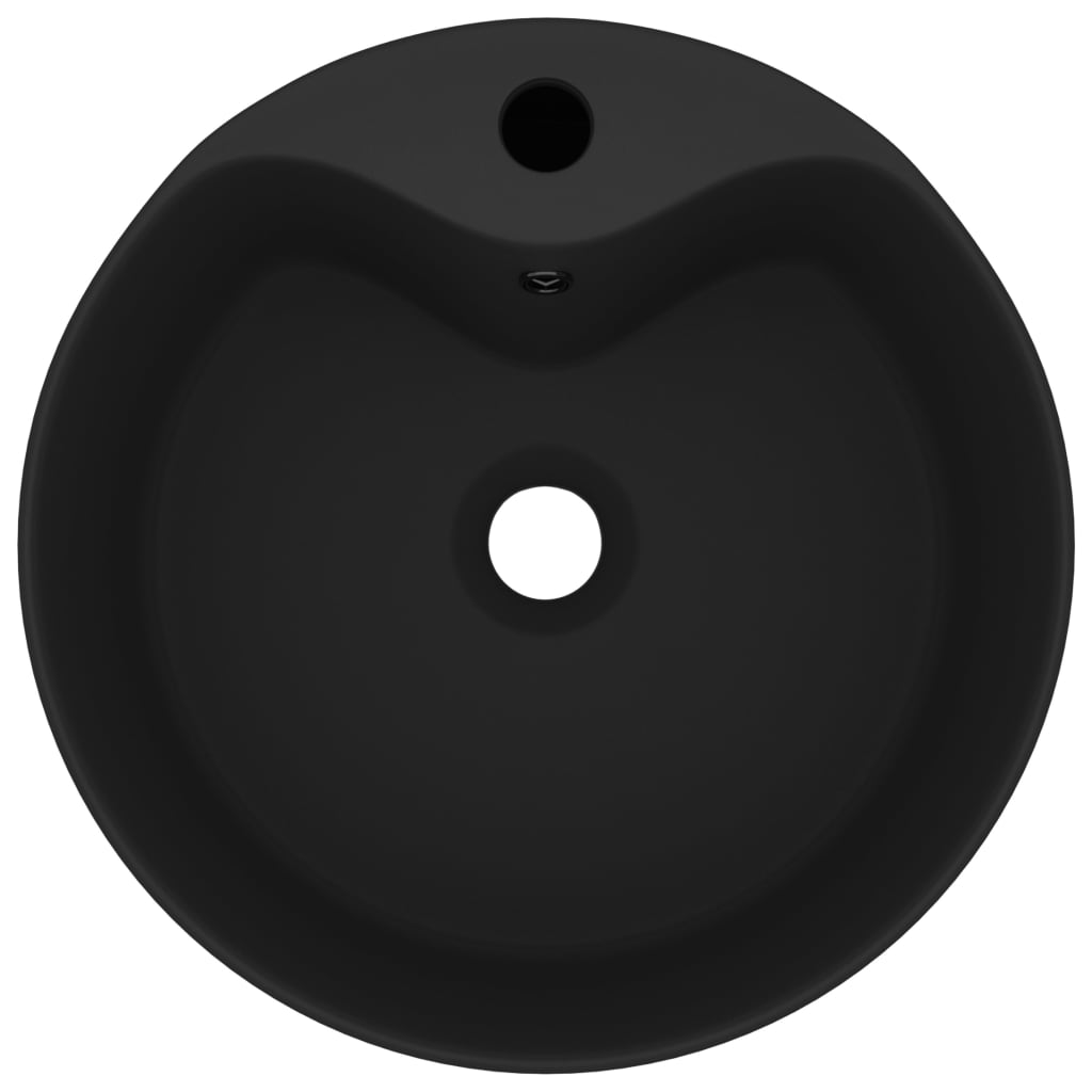 Luxus-Waschbecken mit Überlauf Matt-Schwarz 36x13 cm Keramik