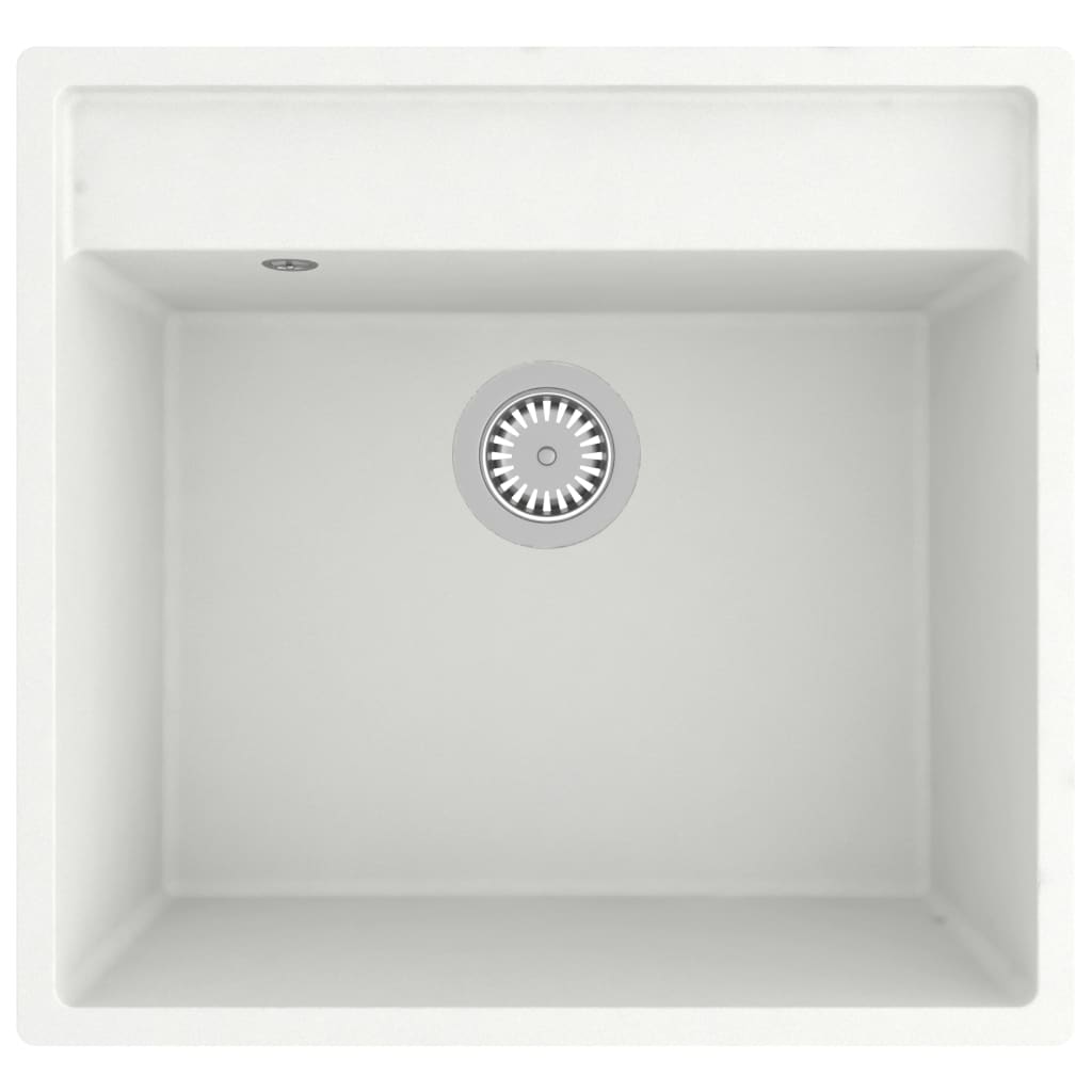 Küchenspüle mit Überlauf Weiß Granit