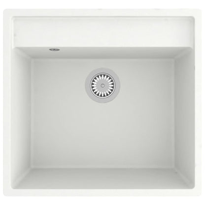 Küchenspüle mit Überlauf Weiß Granit