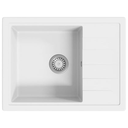 Küchenspüle mit Überlauf Oval Weiß Granit