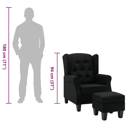 Sessel mit Fußhocker Schwarz Stoff