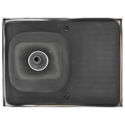 Spüle mit Abtropffläche Set Silbern 800x600x155 mm Edelstahl