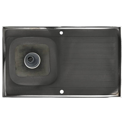 Spüle mit Abtropffläche Set Silbern 1000x600x155 mm Edelstahl