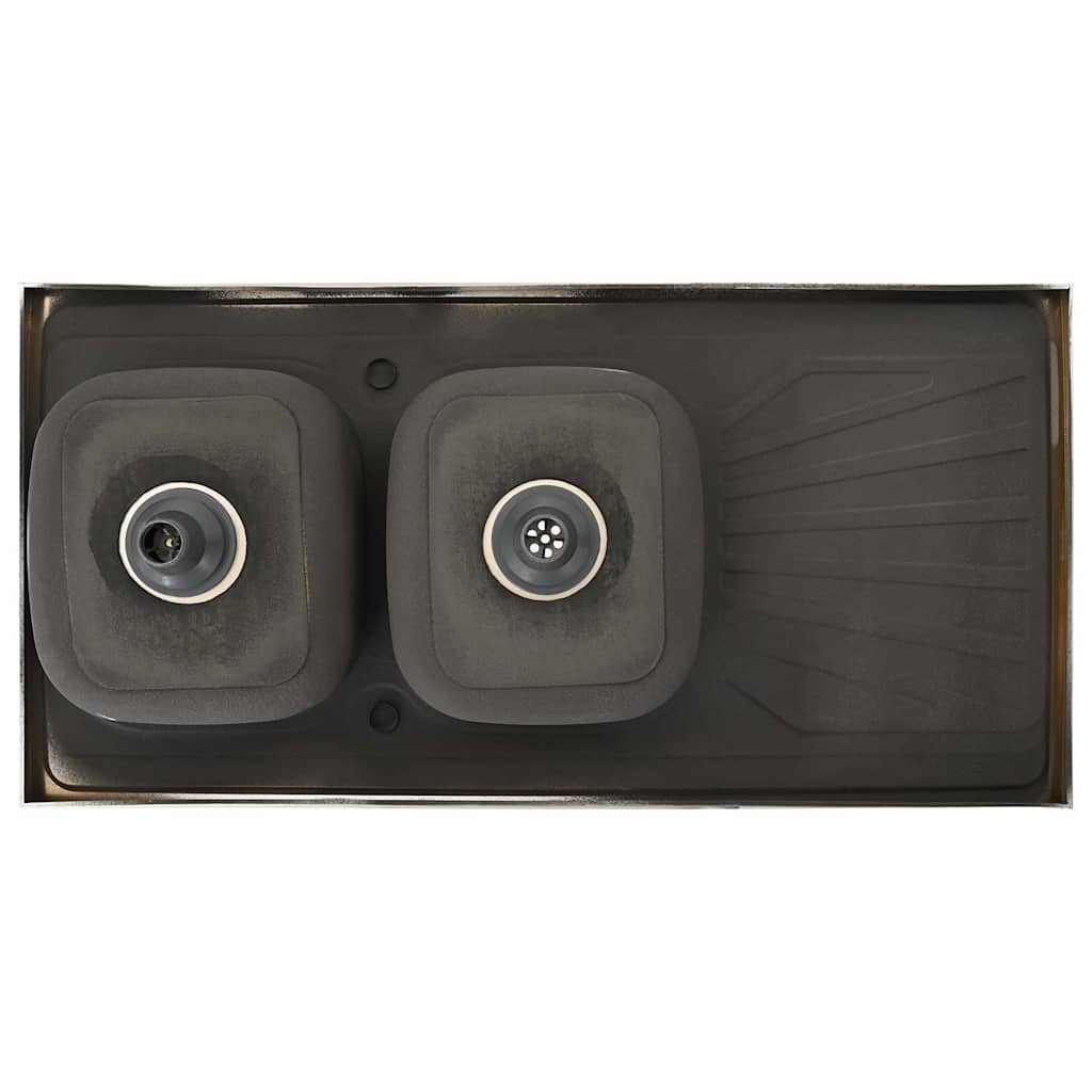 Doppelspüle Silbern 1200x600x155 mm Edelstahl