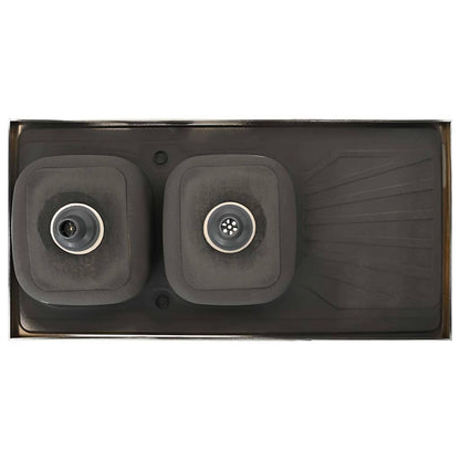 Doppelspüle Silbern 1200x600x155 mm Edelstahl