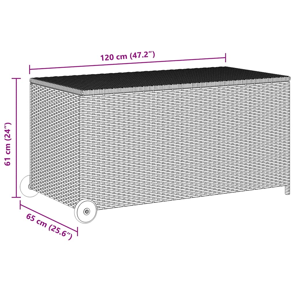 Garten-Auflagenbox Hellgrau 120x65x61 cm Poly Rattan