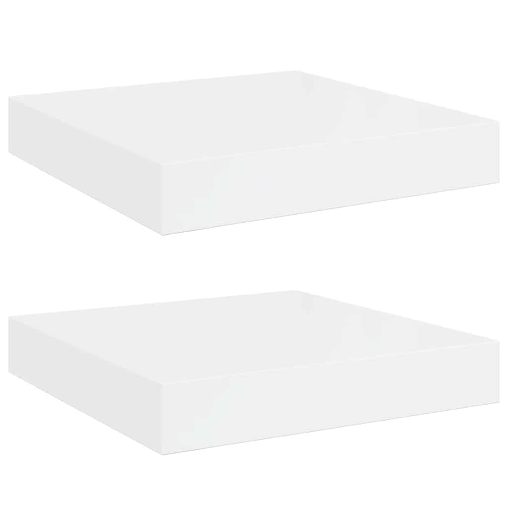 Schweberegale 2 Stk. Hochglanz-Weiß 23x23,5x3,8 cm MDF