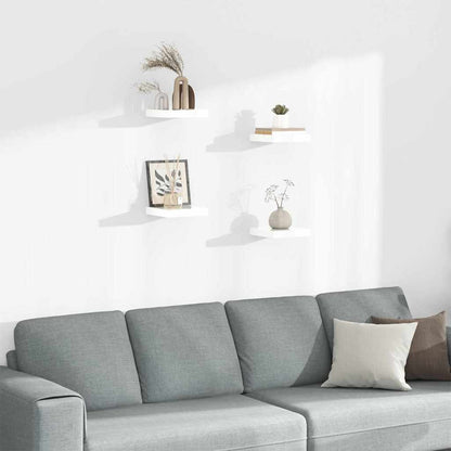 Schweberegale 4 Stk. Hochglanz-Weiß 23x23,5x3,8 cm MDF