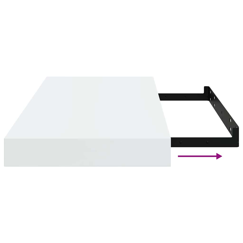 Schweberegale 2 Stk. Hochglanz-Weiß 50x23x3,8 cm MDF