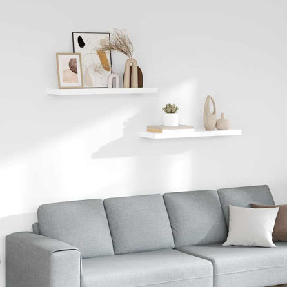 Schweberegale 2 Stk. Hochglanz-Weiß 80x23,5x3,8 cm MDF