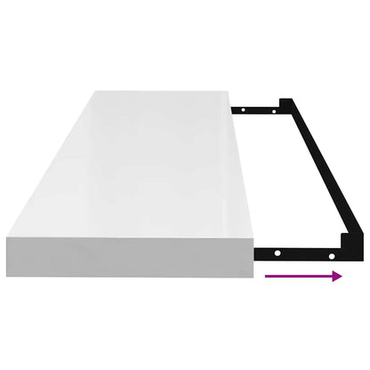 Schweberegale 4 Stk. Hochglanz-Weiß 90x23,5x3,8 cm MDF