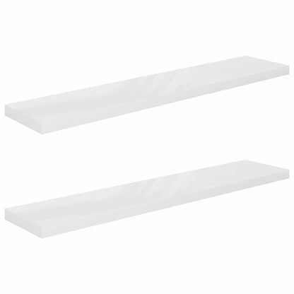 Schweberegale 2 Stk. Hochglanz-Weiß 120x23,5x3,8 cm MDF