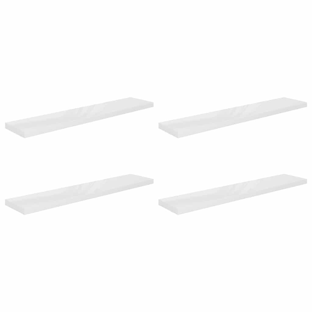 Schweberegale 4 Stk. Hochglanz-Weiß 120x23,5x3,8 cm MDF