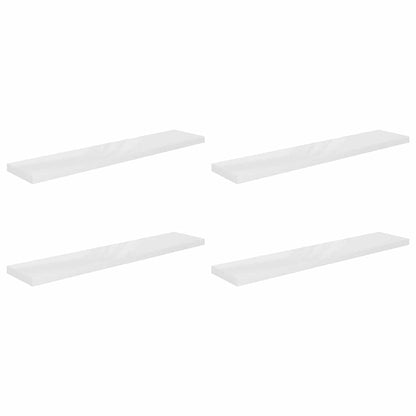 Schweberegale 4 Stk. Hochglanz-Weiß 120x23,5x3,8 cm MDF