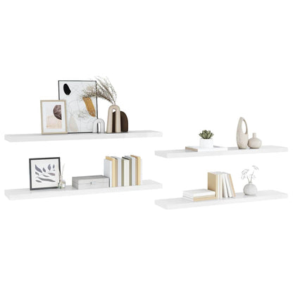 Schweberegale 4 Stk. Hochglanz-Weiß 120x23,5x3,8 cm MDF